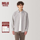無印良品（MUJI）男式 水洗牛津紐扣領(lǐng)長(zhǎng)袖襯衫 男士襯衣外套純棉 春季 AC4AAC4A 米色格紋 XL (180/104A)