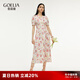 歌莉婭真絲連衣裙女2025新款夏度假穿搭高端桑蠶絲碎花長裙1E5L4K0JB 93D淡粉鳶尾花印花 XXS