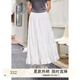 紫涵（ZIHAN）紫涵抽褶拼接半身長(cháng)裙女2025年夏季新款松緊高腰寬松大擺a字傘裙 白色 M