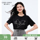 秋水伊人簡(jiǎn)約百搭上衣2025年夏季新款女休閑寬松愛(ài)心形狀圓領(lǐng)T恤 黑色 M