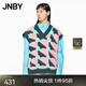 JNBY/江南布衣春秋撞色V領(lǐng)休閑印花通勤針織衫背心女5N1311790 395/粉綠色系 M