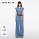 MISS SIXTY2025春季新款牛仔連體褲女復(fù)古工裝一體式連衣褲 中藍(lán) S