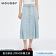 moussy 2025夏季新品復(fù)古港風(fēng)垂感A型牛仔半身裙女028ISA11-2601 111淺藍色 S