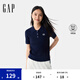 Gap女裝2025春季新款刺繡logo短袖polo領(lǐng)常規(guī)針織衫學(xué)院風(fēng)729137 海軍藍(lán) M (165/84A) 亞洲尺碼