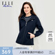 ELLE ACTIVE休閑運(yùn)動(dòng)外套女舒彈松弛洋氣時(shí)髦減齡可調(diào)節(jié)連帽外套 藏青色 L