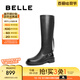 百麗（Belle）時(shí)尚復(fù)古騎士靴女真皮增高厚底長靴3ELB8DG4 黑色 34 (220mm)