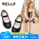 百麗 童鞋女童黑皮鞋春秋軟底兒童學(xué)生鞋中大童演出鞋單鞋 黑色33