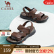 駱駝（CAMEL）新款磨砂牛皮柔軟兩穿涼拖舒適商務(wù)男士涼鞋 G13M211017 深棕色腳背高拍大一碼 40