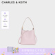 CHARLES&KEITH25秋新品吸扣式托特包手提子母水桶包CK2-10782671 Cotton Candy Pink棉花糖粉 S
