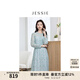 JESSIE【春之花語(yǔ)】2025年春夏新款優(yōu)雅氣質(zhì)木耳邊碎花連衣裙女款 綠色 S