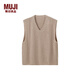 無印良品（MUJI）女式 羊絨 背心 針織毛衣女裝上衣外套冬季 BG69CC4A 棕色 L （165/88A）