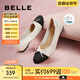 百麗（Belle）小香風(fēng)平跟單鞋女商場同款蝴蝶結(jié)媽媽淺口鞋Z8R1DAQ4預(yù)售 米白 37 (235mm)
