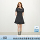 范思藍(lán)恩氣質(zhì)辣妹短袖連衣裙女2025夏新款收腰拼接百褶裙子2062 灰色 M