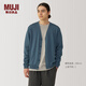 無印良品（MUJI） 男式 羊毛 可水洗高針距 V領(lǐng)開衫 男士毛衣冬季男款AA0PFA4A 藍色 L （175/100A）