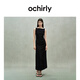 OCHIRLY 亞麻收褶小黑裙無袖連衣裙禮服女2025年夏季新款 黑色 L