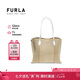 芙拉（FURLA）VITTORIA系列女士牛皮手提托特包褐色純白色焦糖色【七夕禮物】