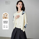晚白【新品】2025秋季新款短款外套上衣氣質(zhì)百搭含羊毛針織開衫女 米白色 L