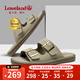 楓葉（leaveland）拖鞋男夏季新品英倫風(fēng)都市簡約一字拖外穿帶扣軟底休閑涼鞋 沙色(皮鞋碼) 41