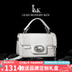 LMK真皮包包女2025新款單肩包女士斜挎輕奢手提小方包送女友生日禮物 喜馬拉雅白 送老婆女朋友媽媽情人節(jié)生日禮物