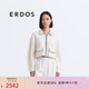 ERDOS 25春夏新品翻領箱型短款時尚四平空轉(zhuǎn)開衫女羊絨衫外套 白 M