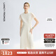 朗姿【蘭亭敘】真絲提花長(cháng)裙氣質(zhì)設計2025年夏季新款高級感連衣裙 米白色 M