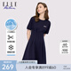 ELLE ACTIVE運(yùn)動(dòng)連衣裙收腰顯瘦裙子夏裝休閑舒適氣質(zhì)百褶通勤A字裙女裝 收腰顯瘦-藏青色 XL