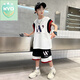 WVD國際品牌男童夏季無袖套裝2025新款運動服背心兩件套男孩薄款夏裝 白色 120 cm
