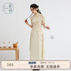 紫涵（ZIHAN）紫涵新中式立領(lǐng)短袖連衣裙女夏季新款國風設(shè)計感收腰中長裙子 杏色-T M
