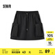 森馬（Semir）半身裙女簡約山系戶外工裝風抽繩短裙夏松緊腰質(zhì)感A字裙時尚 黑色90001 L 165/70A