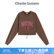 Charlie Luciano標識抽繩衛(wèi)衣秋季新款894199情侶男女同款百搭休閑cl上衣男潮 棕色 L