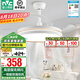 雷士（NVC） 風(fēng)扇燈餐廳吊扇燈隱形扇葉電風(fēng)扇燈現(xiàn)代簡約臥室客廳餐廳吊燈 薦！白金36瓦三色丨Ra97高顯色
