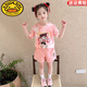 G.DUCKKIDS女童哪吒短袖套裝2025夏季新款兒童夏裝洋氣女寶寶休閑短褲兩件套 粉色【兩件套】 120 【建議身高110cm左右】