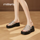妙麗（Millies）品牌松糕厚底拖鞋女外穿輕便透氣沙灘鞋2025夏季新款度假風(fēng)涼拖鞋 銀色 34 (220mm)  標(biāo)準(zhǔn)碼