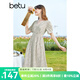 betu百圖女裝連衣裙V領短袖桔梗裙裙子夏天碎花連衣裙女2205T67 紅色 L