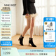 NINE WEST/玖熙高跟短靴女冬新款優(yōu)雅皮帶鉆扣羊反絨時裝靴女鞋 黑色 37