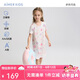 愛(ài)慕兒童家居服女童孩零碳蘭精莫代爾短袖睡裙夏季接觸涼感睡衣甜甜圈170