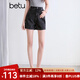 百圖betu女裝2025夏季新款牛仔短褲高腰時尚側(cè)開叉洗水褲子女2504T73 炭灰 S