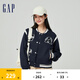 Gap女裝春季純棉羅馬布撞色貼布繡logo棒球服外套872711 海軍藍(lán) 170/88A(L) 亞洲尺碼