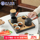 蘇氏陶瓷（SUSHI CERAMICS）功夫茶具套裝實木手柄雙側(cè)把茶壺日式竹面儲水式茶盤茶托禮盒裝