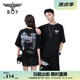 BOY LONDON【煙花】潮牌短袖秋季燙鉆翅膀印花時尚寬松T恤N01005 黑色 S