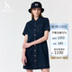 哈吉斯（HAZZYS）女裝 2025夏季女士【PHIZ系列】時尚寬松牛仔連衣裙女