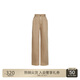 歐時力OCHIRLY 100%棉直筒牛仔長褲女褲子闊腿休閑流行秋季新品 卡其 S
