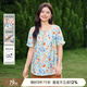 MsShe【人棉碎花小衫】大碼女裝2025夏裝胖mm田園風(fēng)寬松短袖上衣 水霧綠色現(xiàn)貨 XL