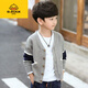 G.DUCKKIDS童裝2024秋裝新款男童毛衣外套春秋兒童針織衫開衫韓版中大童上衣 灰色 150