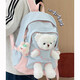 雅迎可愛(ài)小熊書(shū)包女初中高中生毛絨卡通玩偶大容量雙肩包小學(xué)生背包 藍粉色（無(wú)掛件 logo字母隨機）