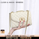 CLEVER KNOCK品牌CK包包女款單肩包斜挎包女士鏈條小香風(fēng)菱格包 米白色【送老婆送女友送媽媽】