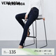 VEROMODA新款復(fù)古明線做舊紐扣高腰牛仔褲女|322132007 J3E特深牛仔藍(lán)-追單2 S