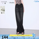 三彩2025夏季新款收腰牛仔褲休閑長褲直筒褲寬松顯瘦簡約女 經(jīng)典黑 M 160/68A