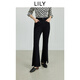 LILY【超模褲2.0】2025秋新款女裝彈力修身開(kāi)叉通勤微喇褲休閑褲 510黑 M