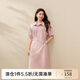 纖莉秀【時(shí)髦翻領(lǐng)個(gè)性顯瘦純棉連衣裙】大碼女裝胖mm2025夏裝新款1796 粉色 XL